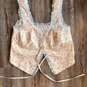 Peach Floral Lace Corset Top